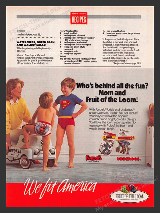 1988 Fruit of the Loom Boys Funpals & Underoos Print Advertisement Ad