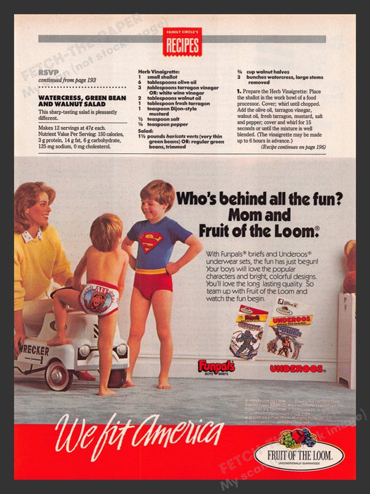 1988 Fruit of the Loom Boys Funpals & Underoos Print Advertisement Ad