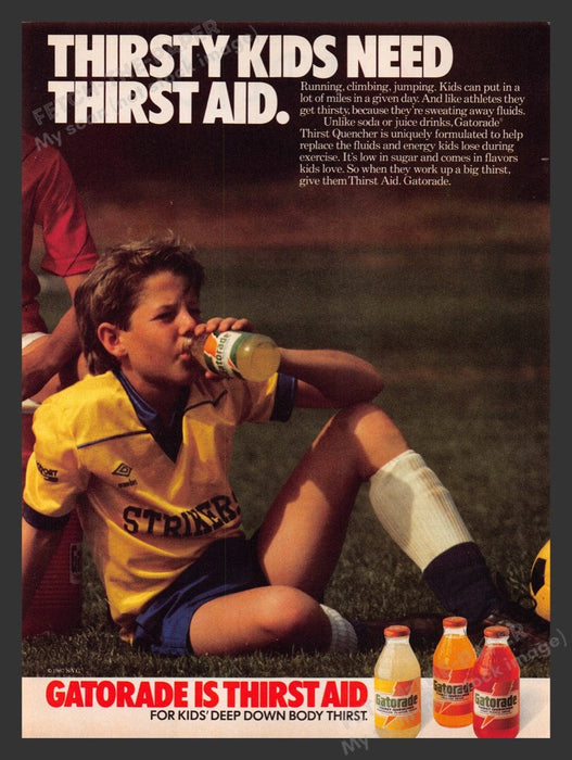 1988 Gatorade Thirstaid Drink Boy Socker Player Print Advertisement Ad