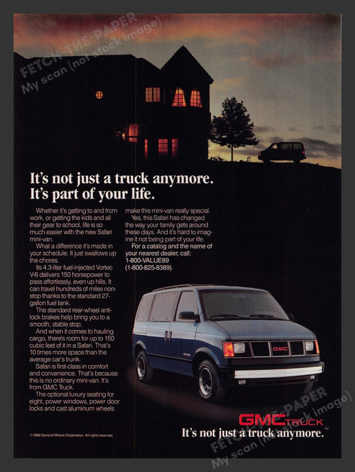 1988 GMC Truck Mini-van General Motors Print Advertisement Ad