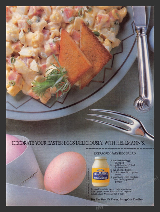 1988 Hellmann's Mayonnaise "Extraordinary Egg Salad" Recipe Print Ad