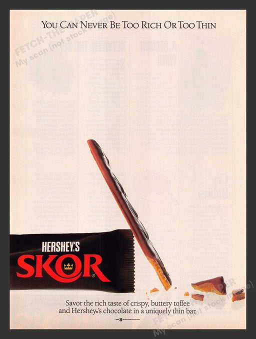 1988 Hershey's Skor Candy Bar Print Advertisement Ad