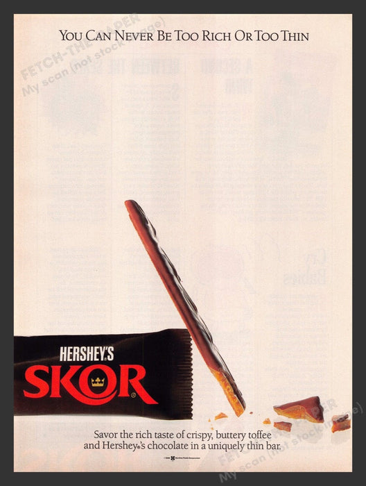 1988 Hershey's Skor Candy Bar Print Advertisement Ad