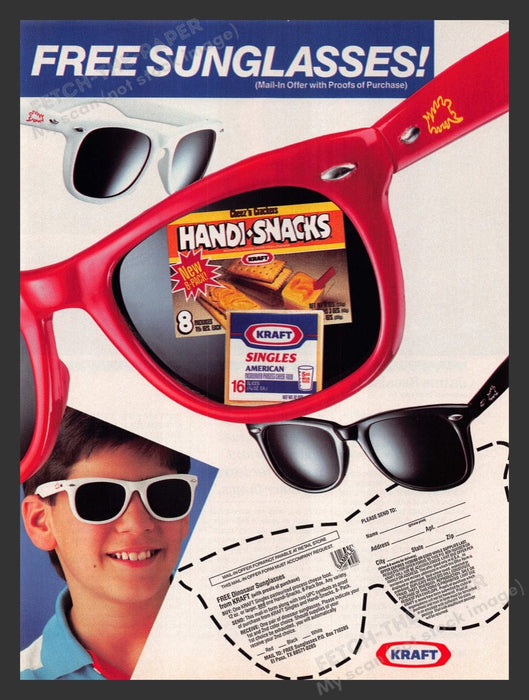 1988 Kraft Handi-Snacks Sunglasses Promo Print Advertisement Ad