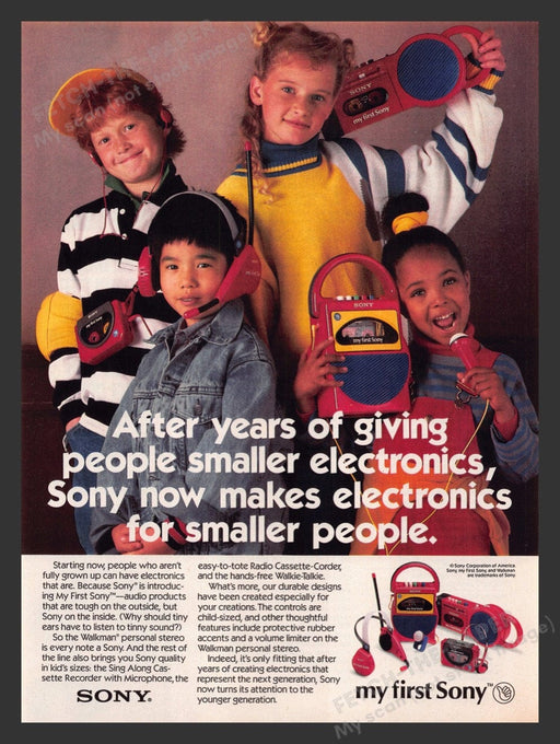 1988 My First Sony Audio Products Cassette Walkie Radio Print Advertisement Ad