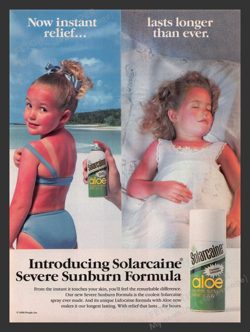 1988 Solarcaine Pure Aloe Little Girl Sunburn Print Advertisement Ad