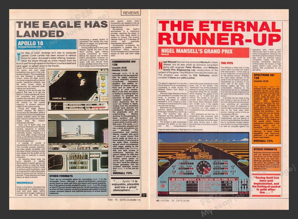 1988 U.K. Exclusive Apollo 18 & Grand Prix Video Game Preview / Review