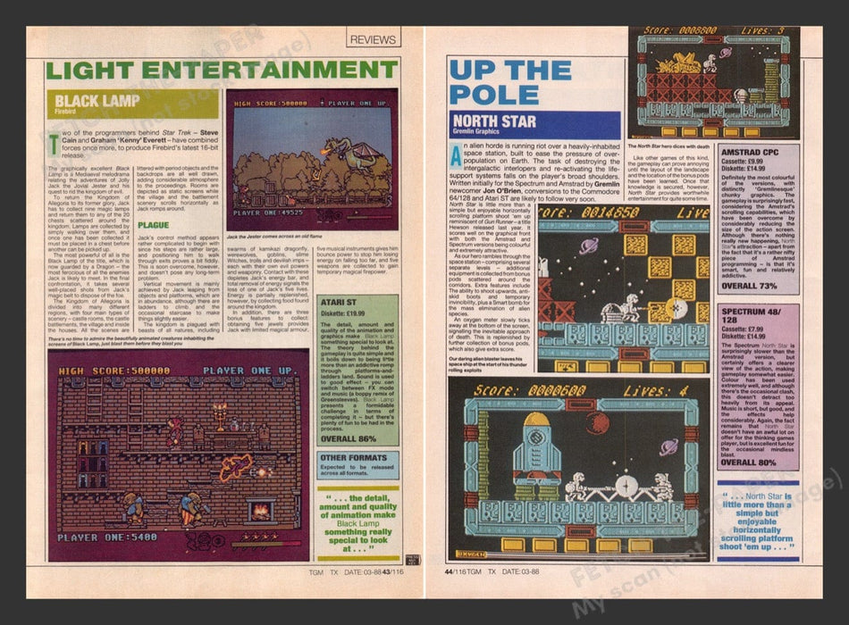 1988 U.K. Exclusive Black Lamp & North Star Video Game Preview / Review