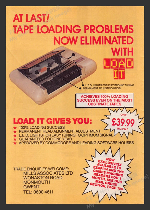 1988 U.K. Exclusive Commodore Load It Video Game Print Advertisement