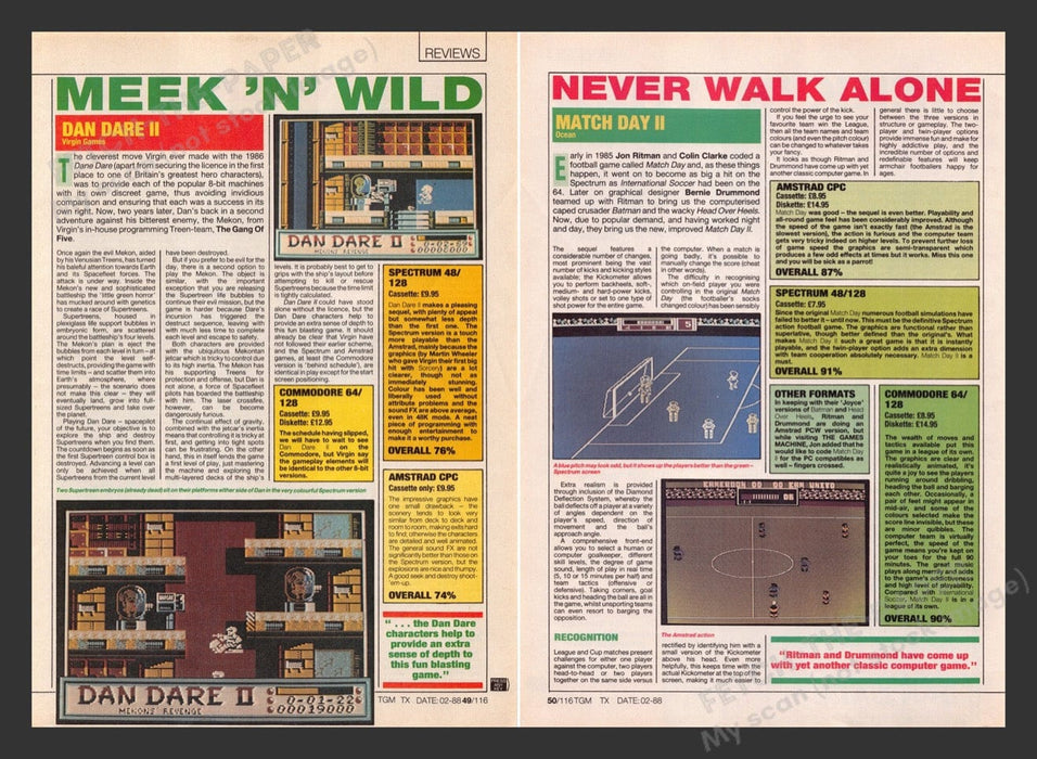 1988 U.K. Exclusive Dan Dare II & Match Day II Video Game Preview / Review