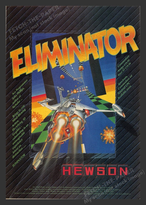 1988 U.K. Exclusive Eliminator by Hewson Video Game Print Advertisement