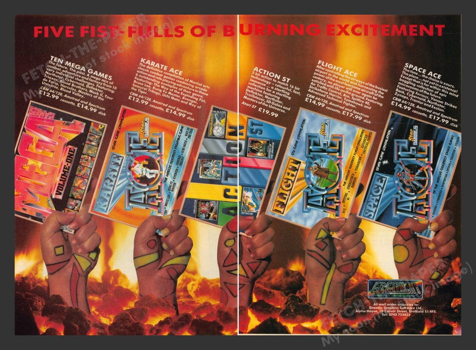 1988 U.K. Exclusive Five Fist-Fulls of Excitement #1 Video Game Print Ad (2 pgs)