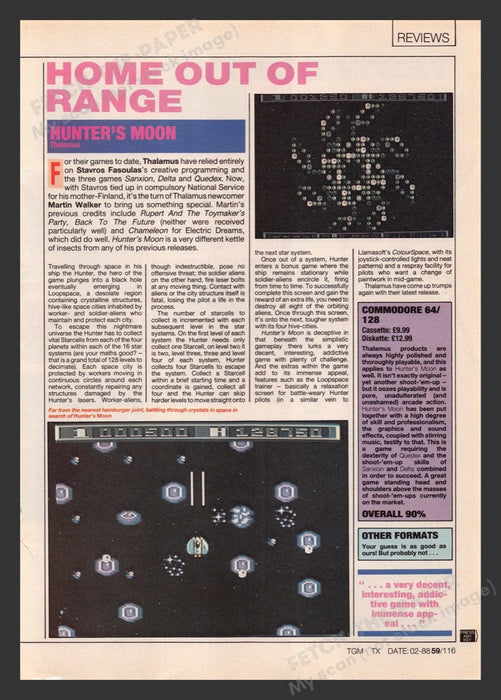 1988 U.K. Exclusive Hunter's Moon Video Game Preview / Review