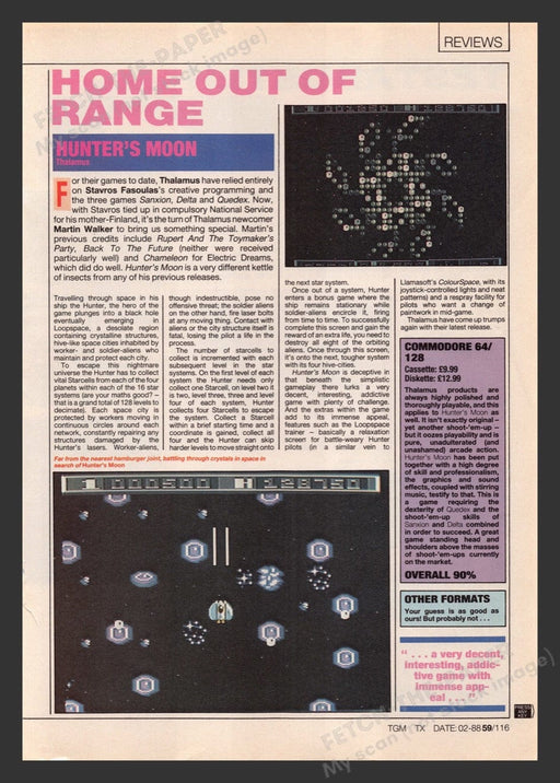 1988 U.K. Exclusive Hunter's Moon Video Game Preview / Review