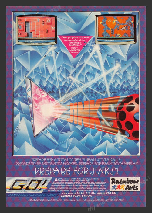 1988 U.K. Exclusive Jinks Pinball Style Video Game Print Advertisement