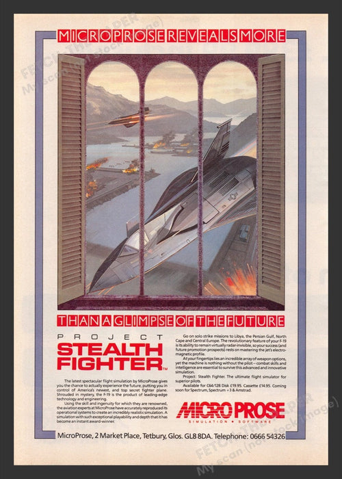 1988 U.K. Exclusive Project Stealth Fighter Video Game Print Advertisement
