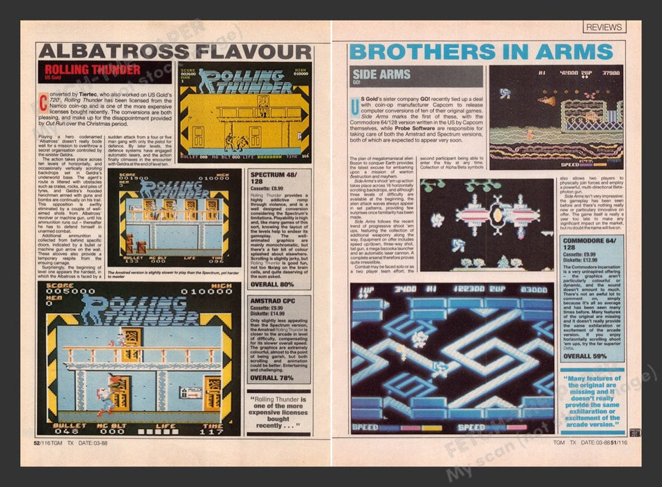 1988 U.K. Exclusive Rolling Thunder & Side Arms Video Game Preview / Review