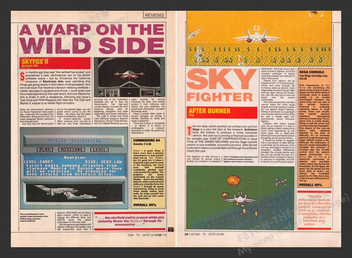 1988 U.K. Exclusive Skyfox II & After Burner Video Game Preview / Review