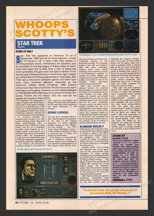 1988 U.K. Exclusive Star Trek Video Game Preview / Review