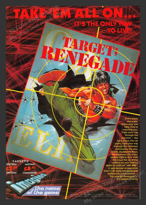 1988 U.K. Exclusive Target: Renegade Video Game Print Advertisement