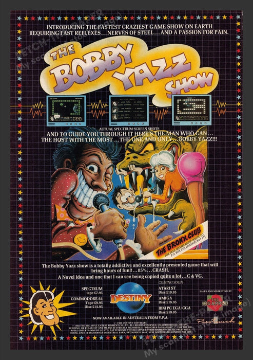 1988 U.K. Exclusive The Bobby Yazz Show Video Game Print Advertisement