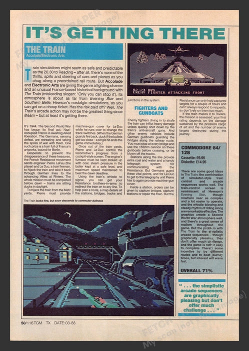 1988 U.K. Exclusive The Train Video Game Print Preview / Review