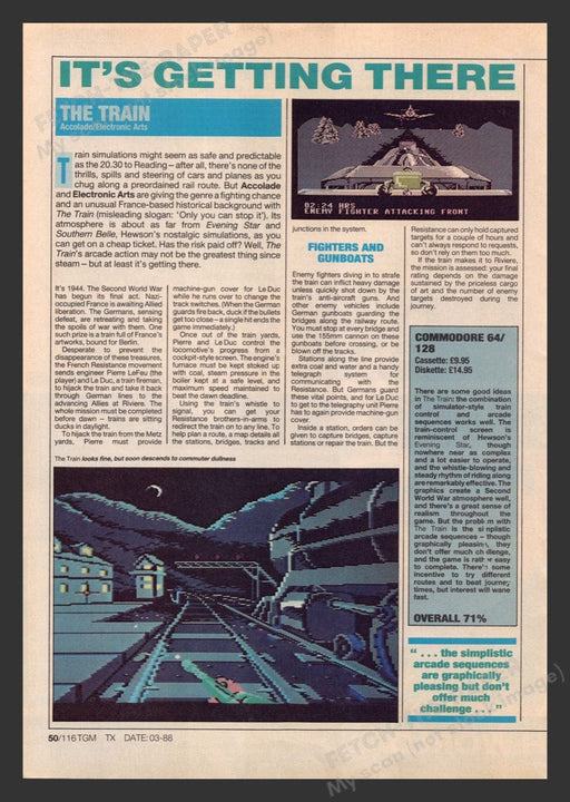 1988 U.K. Exclusive The Train Video Game Print Preview / Review