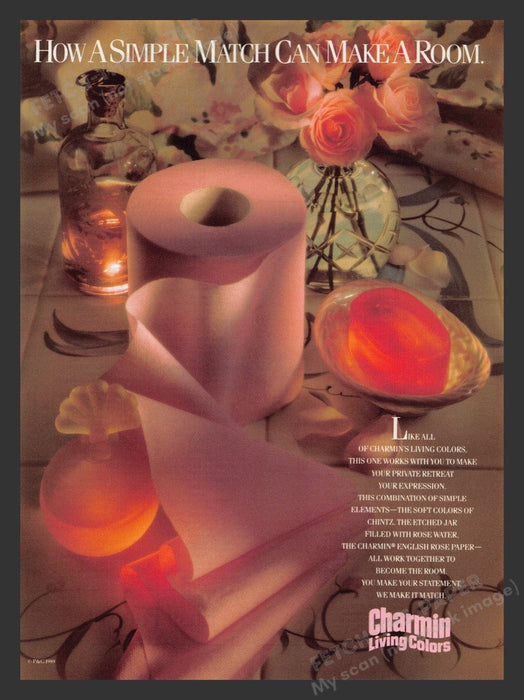 1989 Charmin Living Colors Toilet Paper Pink Print Advertisement Ad