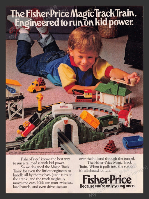 1989 Fisher-Price Magic Track Train Print Advertisement Ad