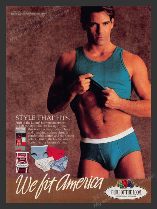 1989 Fruit of the Loom Men's Underwear "Style that fits" Print Advertisement Ad