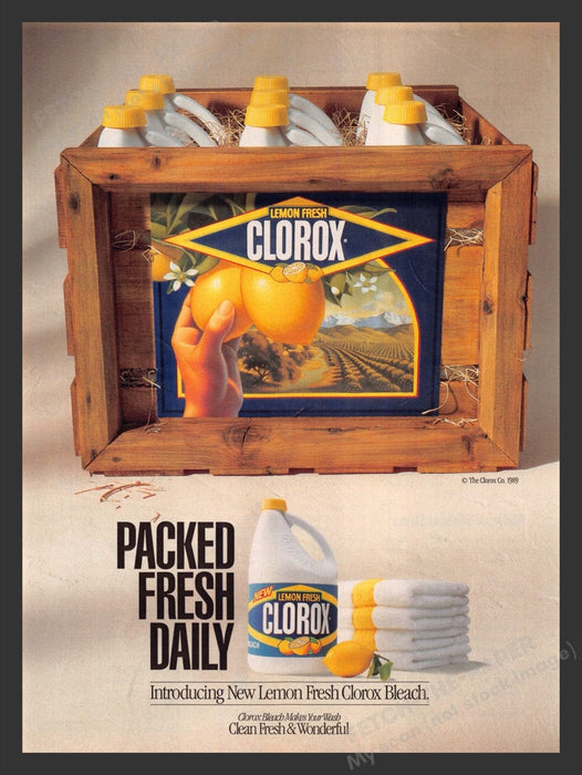 1989 Lemon Fresh Clorox Bleach Crate Print Advertisement Ad