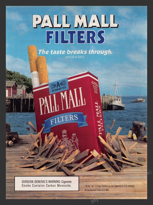 1989 Pall Mall Filters Cigarettes Dock Print Advertisement Ad