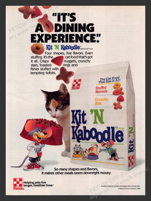 1989 Purina Kit 'N Kaboodle Cat Food Print Advertisement Ad