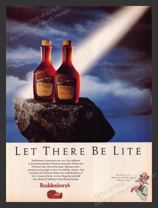 1989 Roddenbery's "Let there be lite" Syrup Print Advertisement Ad