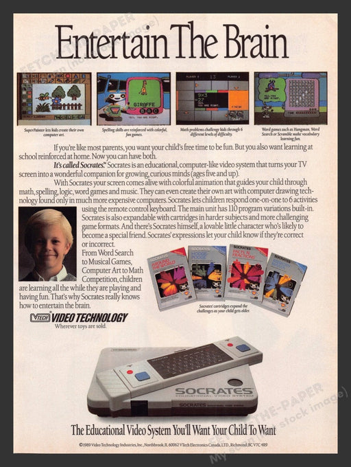 1989 Socrates Educational Video System Print Advertisement Ad