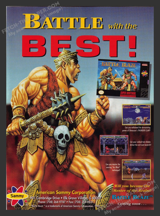 1993 Print Advertisement Battle Blaze Video Game Ad.