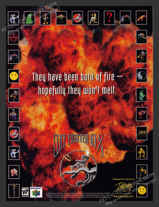 1997 Print Advertisement Clay Fighter 63 1/3 Video Game Ad.