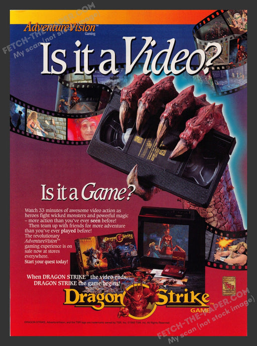 1993 Print Advertisement Dragon Strike Video Game Ad.