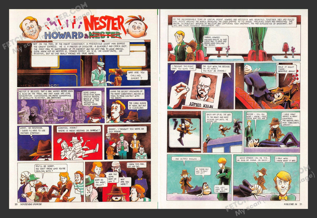 1990 Print Advertisement 2 Page Howard & Nester Comic Strip Video Game Ad.