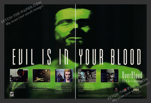 1997 Print Advertisement 2 Page OverBlood Video Game Ad.