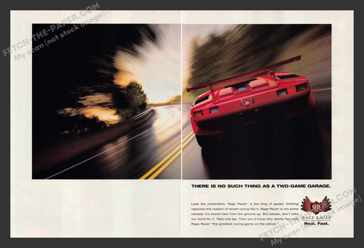 1997 Print Advertisement 2 Page Rage Racer Video Game Ad.