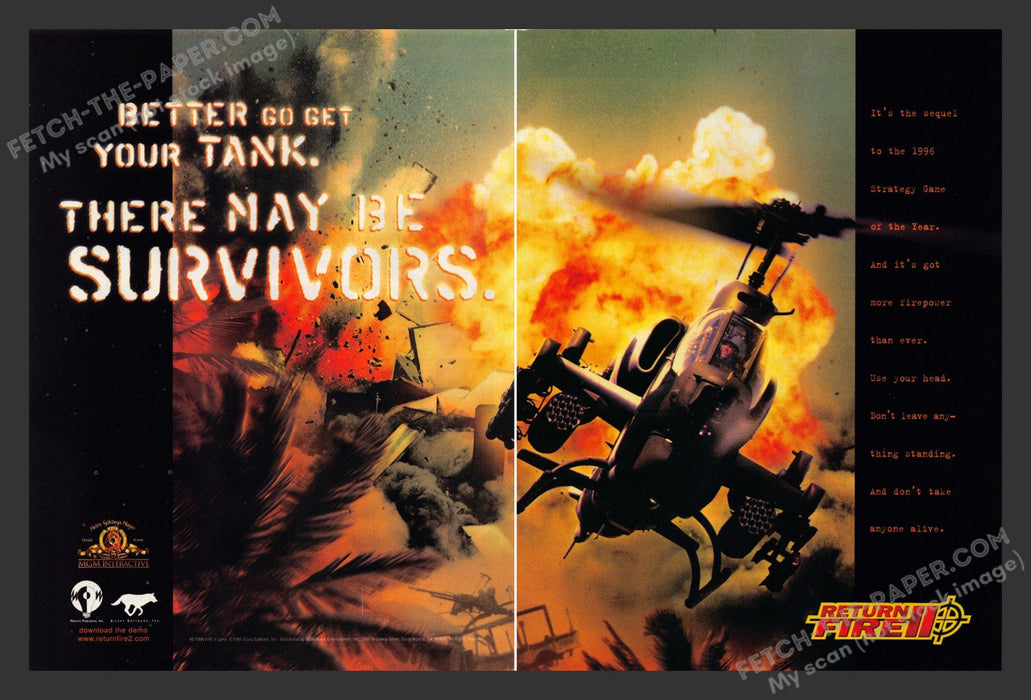 1997 Print Advertisement 2 Page Return Fire II Video Game Ad.