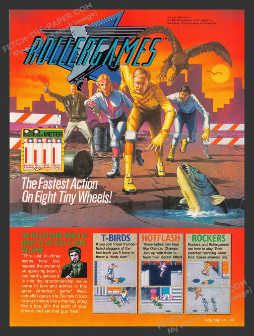1990 Print Advertisement RollerGames Video Game Ad.