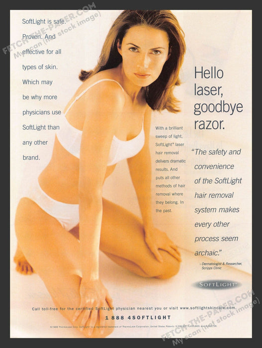 1998 Print Advertisement SoftLight Laser Hair Removal Beauty Aid Ad.
