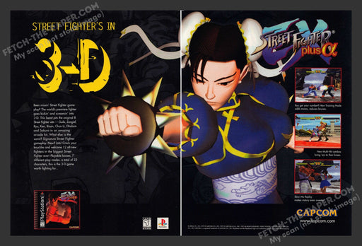1997 Print Advertisement 2 Page Street Fighter Plus Video Game Ad.