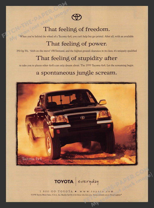 1999 Toyota Tacoma 4x4 Truck Print Advertisement Ad.