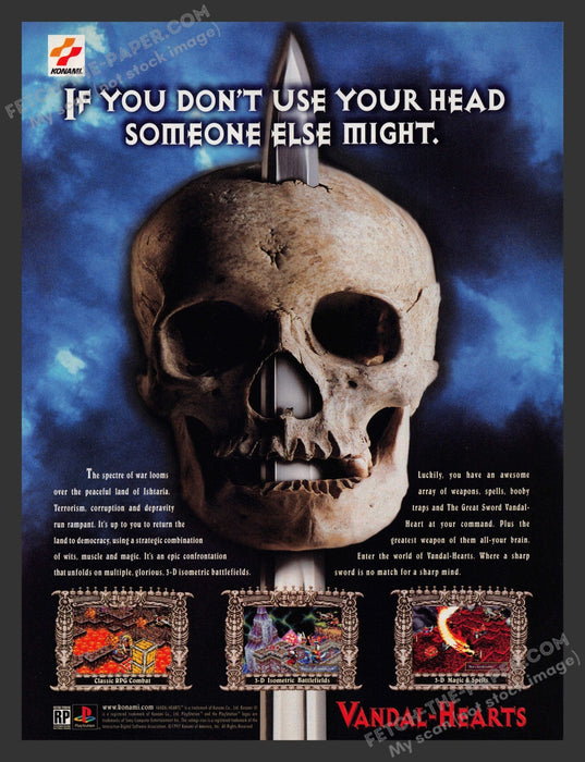 1997 Print Advertisement Vandal-Hearts Video Game Ad.