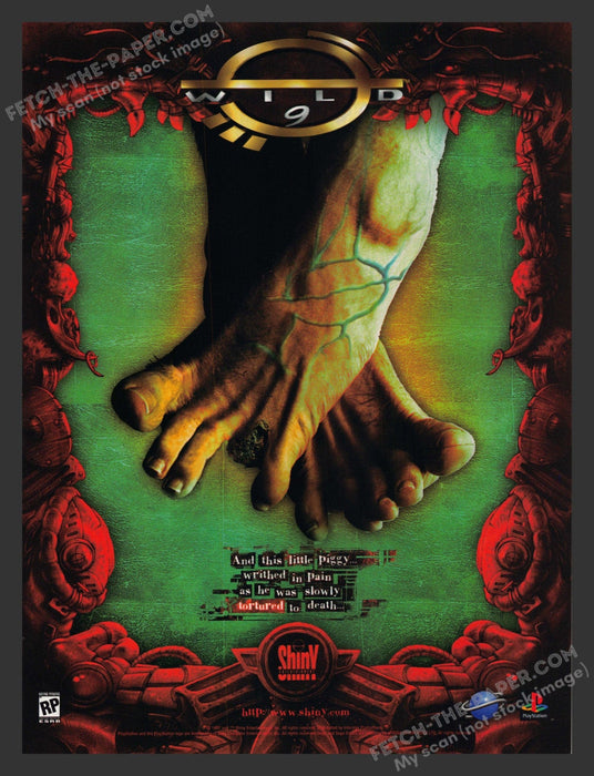 1997 Print Advertisement Wild 9 (Toe torture) Video Game Ad.