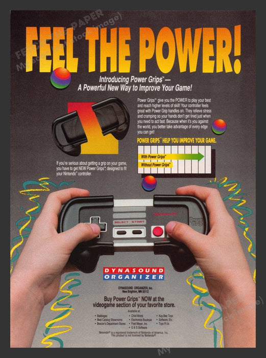 1991 Power Grips Controller Handles Video Game Print Advertisement