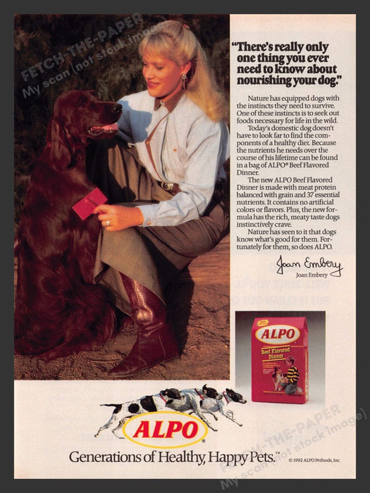 1992 Alpo Dog Food Irish Setter Joan Embery Print Advertisement Ad